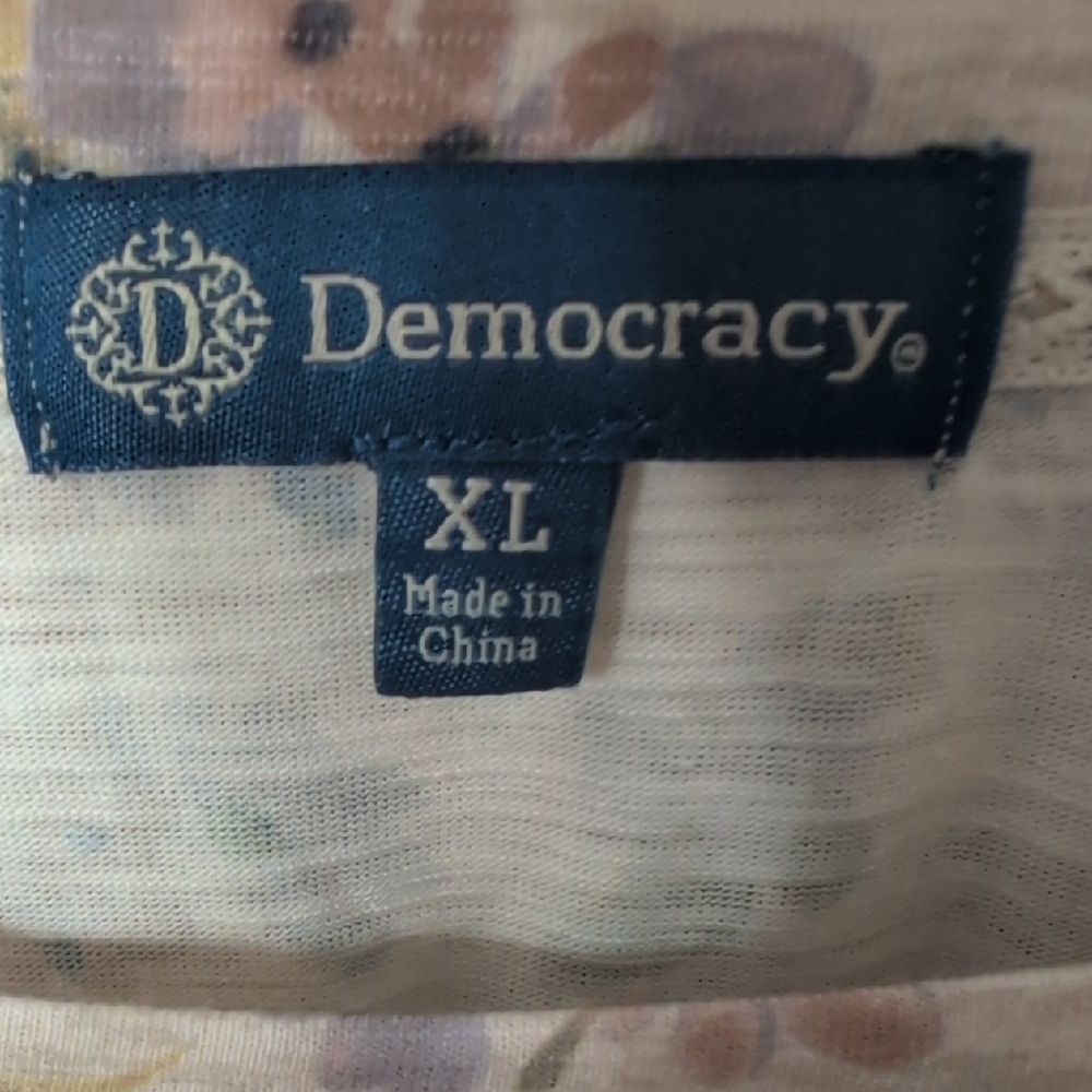 Democracy Floral Long Sleeve Tee - Cream and Purple - Picture 2 of 5